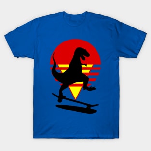 Dinosaur skateboarding skater skating shredding logo T-Shirt